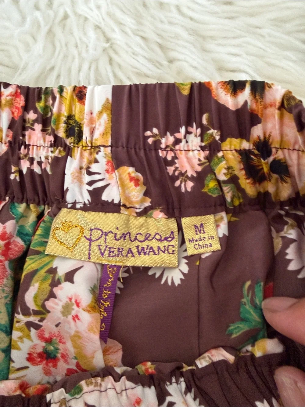 Princess Vera wang Brown Floral Pleated Mini Skirt Size Medium